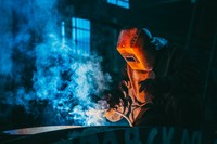 welder working at night
